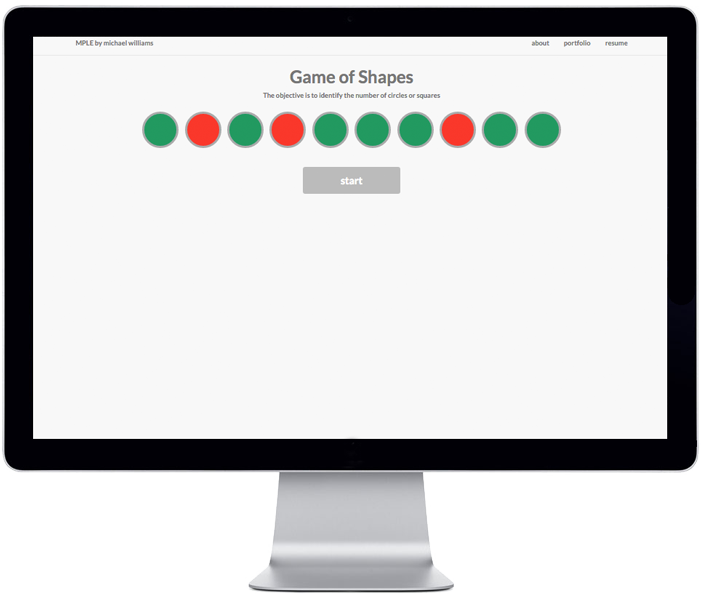 Screenshot of portfolio Game of Shapes